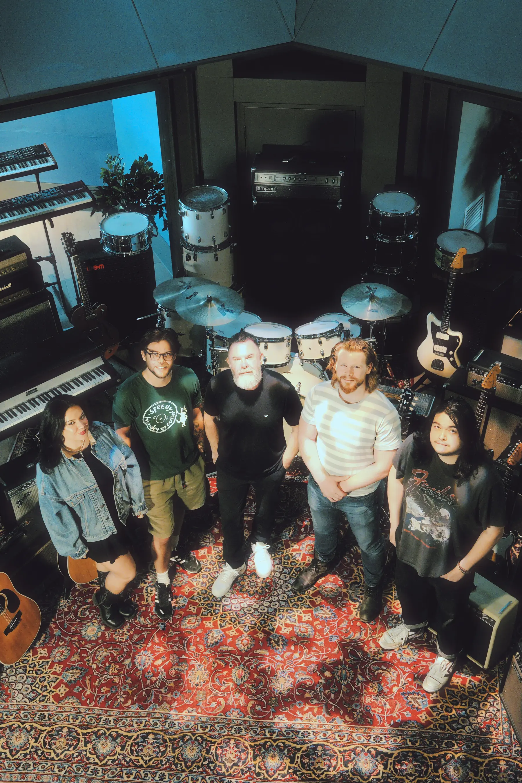 The Salvation Studios engineering team in the studio